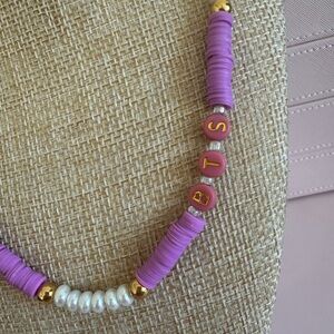Purple and Gold PTS Beaded Necklace